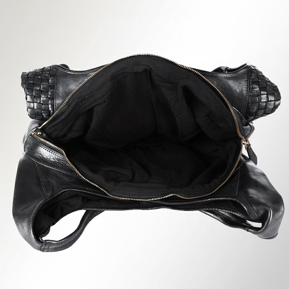 Spaghetti Western Swc189Blk Tote Vintage Handmade Drum Dyed Genuine European Cowhide Leather Women Bag Western Handbag Purse