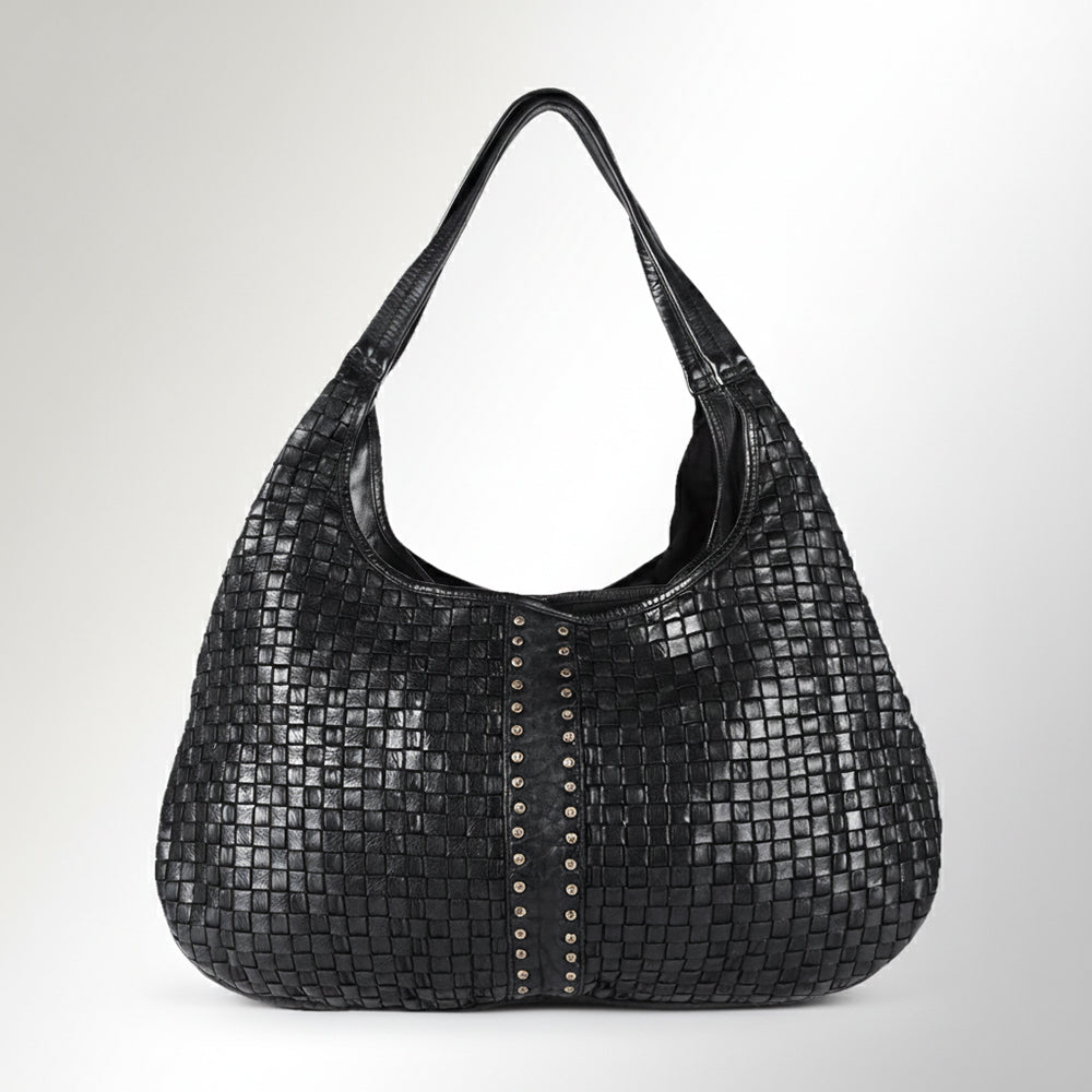 Spaghetti Western Swc189Blk Tote Vintage Handmade Drum Dyed Genuine European Cowhide Leather Women Bag Western Handbag Purse