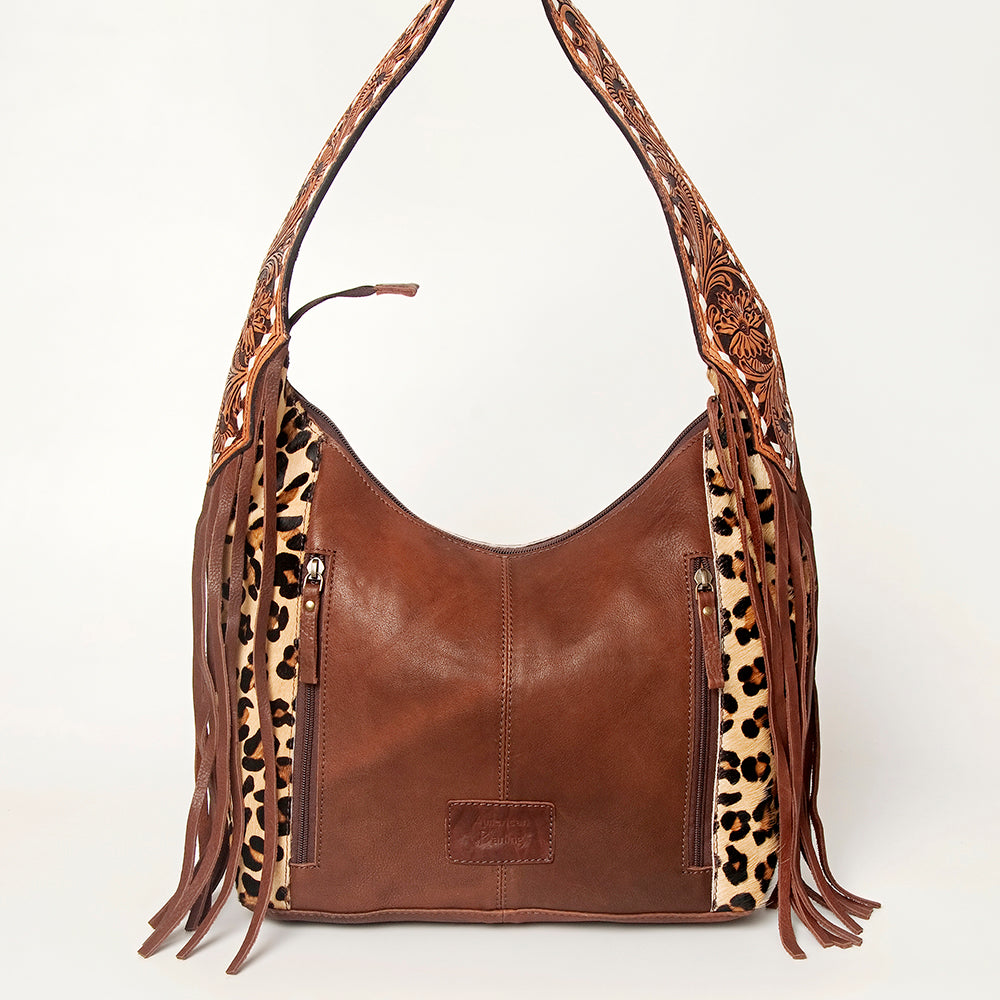 American Darling Western Hobo Bag - Hand Tooled Floral Leather & Fringes