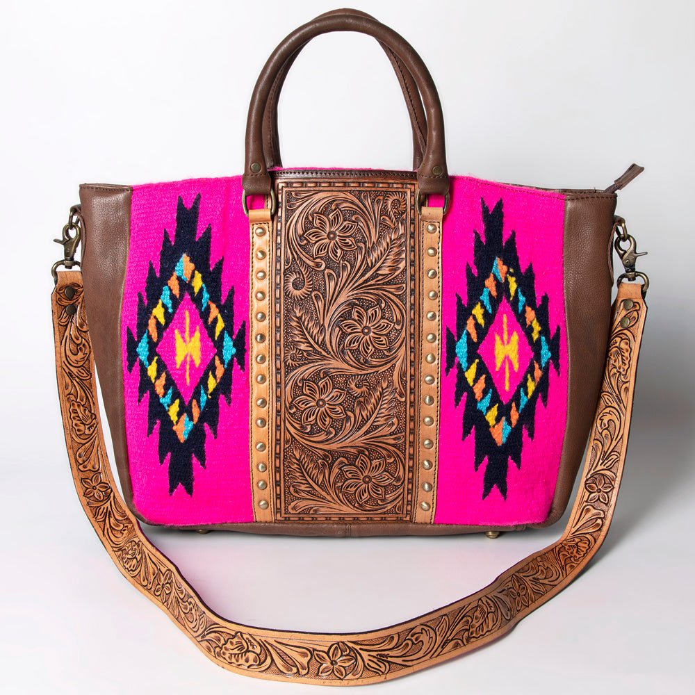 American Darling Briefcase Hand Tooled Saddle Blanket Genuine Leather