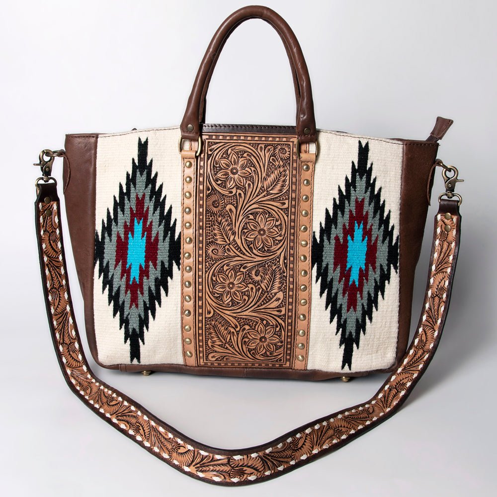 American Darling Briefcase Hand Tooled Saddle Blanket Genuine Leather