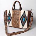 American Darling Hand Tooled Floral Carved Saddle Blanket Tote Bag Eco-Friendly Genuine Leather YKK Zipper