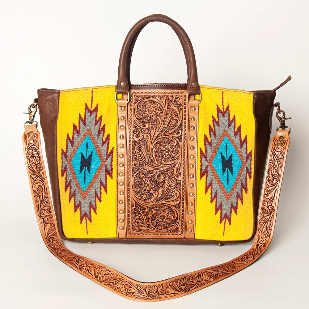 American Darling Briefcase Hand Tooled Saddle Blanket Genuine Leather