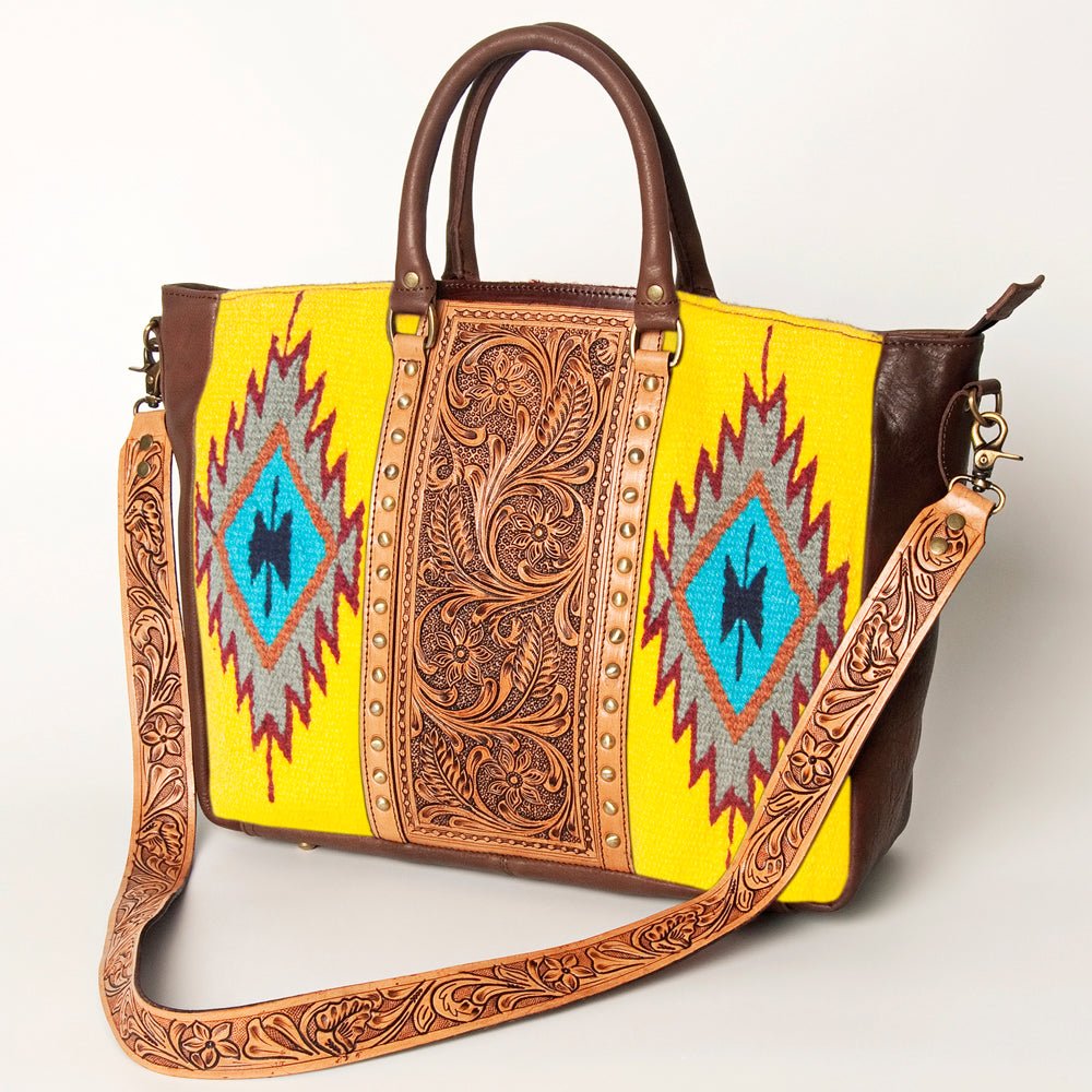 American Darling Briefcase Hand Tooled Saddle Blanket Genuine Leather