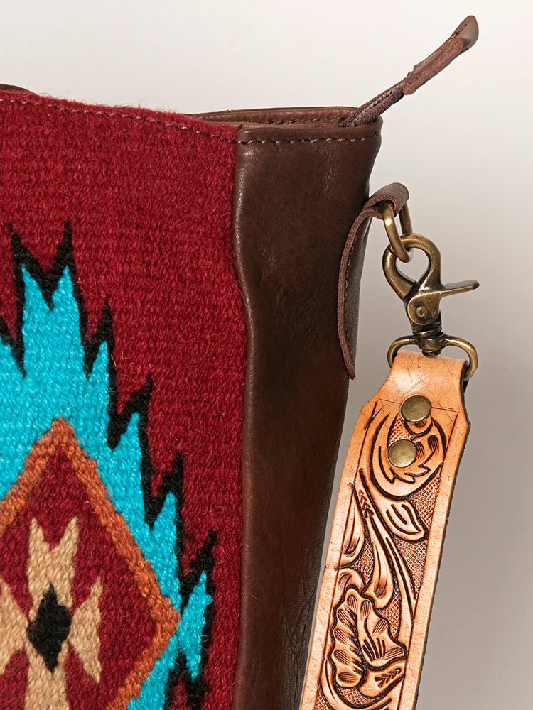 American Darling Briefcase Hand Tooled Saddle Blanket Genuine Leather