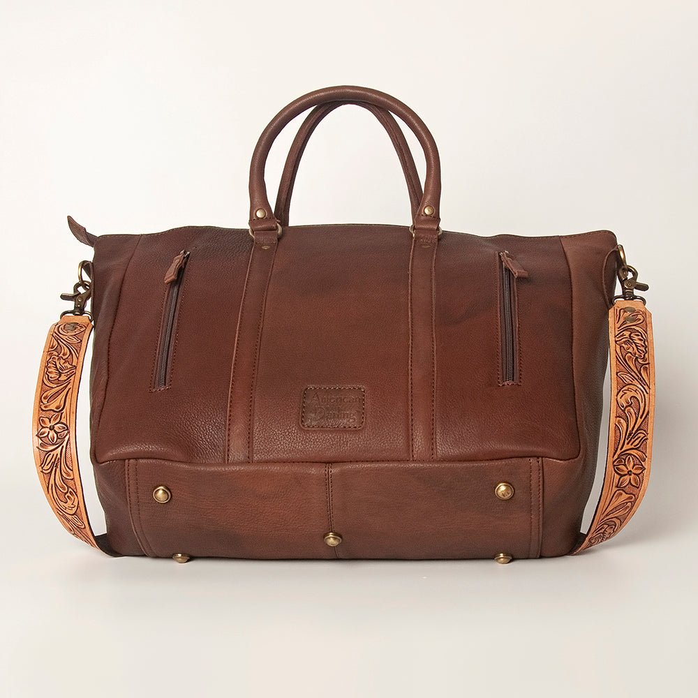American Darling Briefcase Hand Tooled Saddle Blanket Genuine Leather