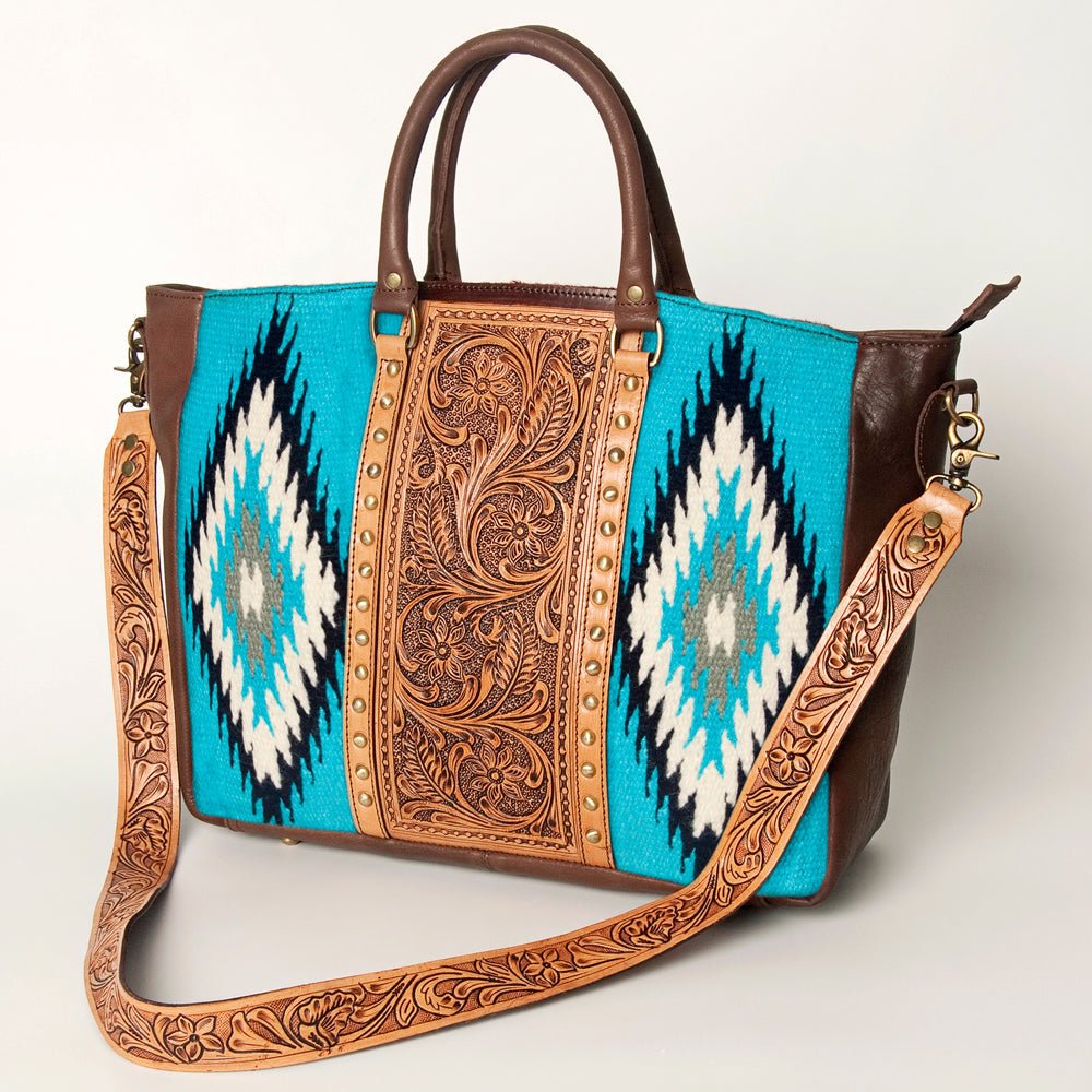 American Darling Briefcase Hand Tooled Saddle Blanket Genuine Leather