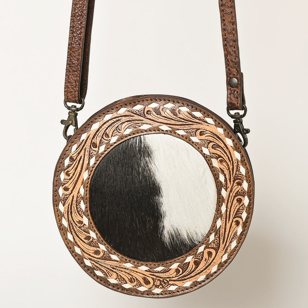 American Darling Canteen Bag Hand Tooled Hair on Genuine Leather Western Women | Handbag Purse Travel Clutch