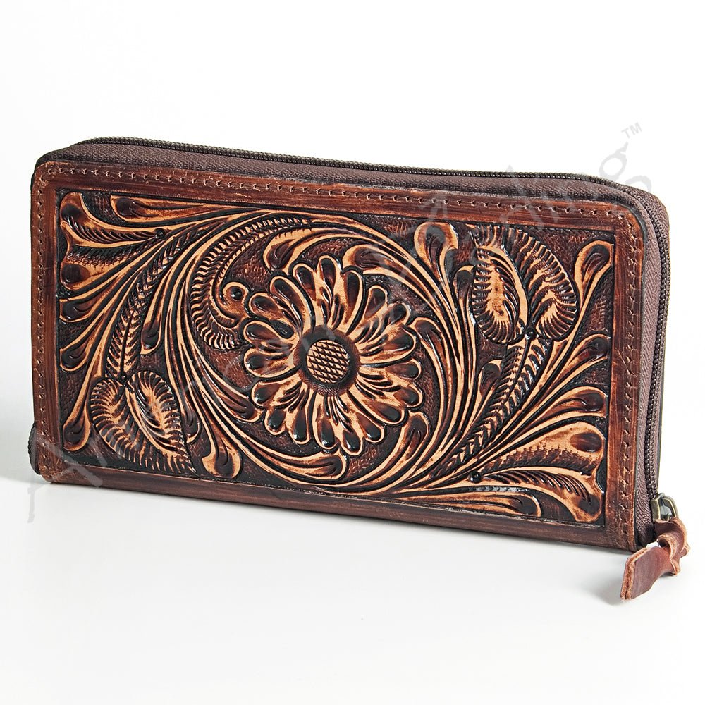 American Darling Wallet Hand Tooled Genuine Leather