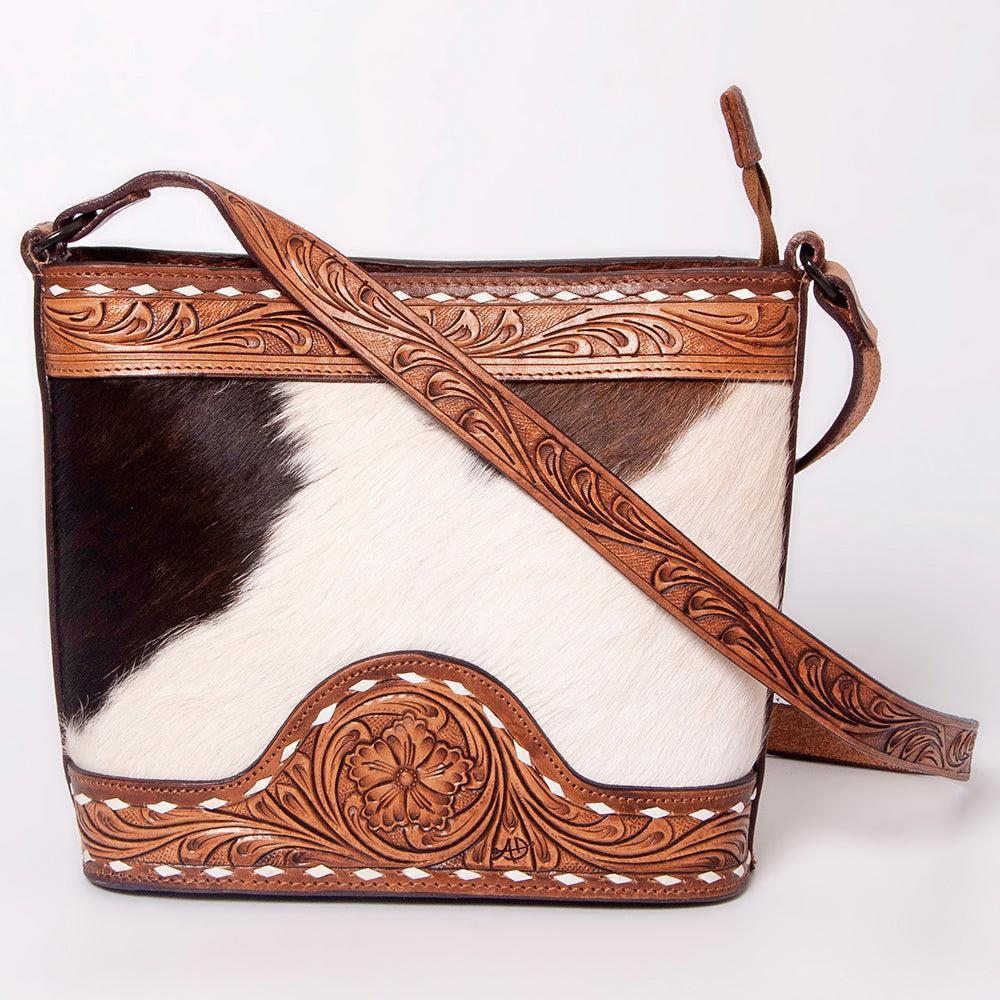 American Darling Hand-Tooled Hair-On Genuine Leather Tote