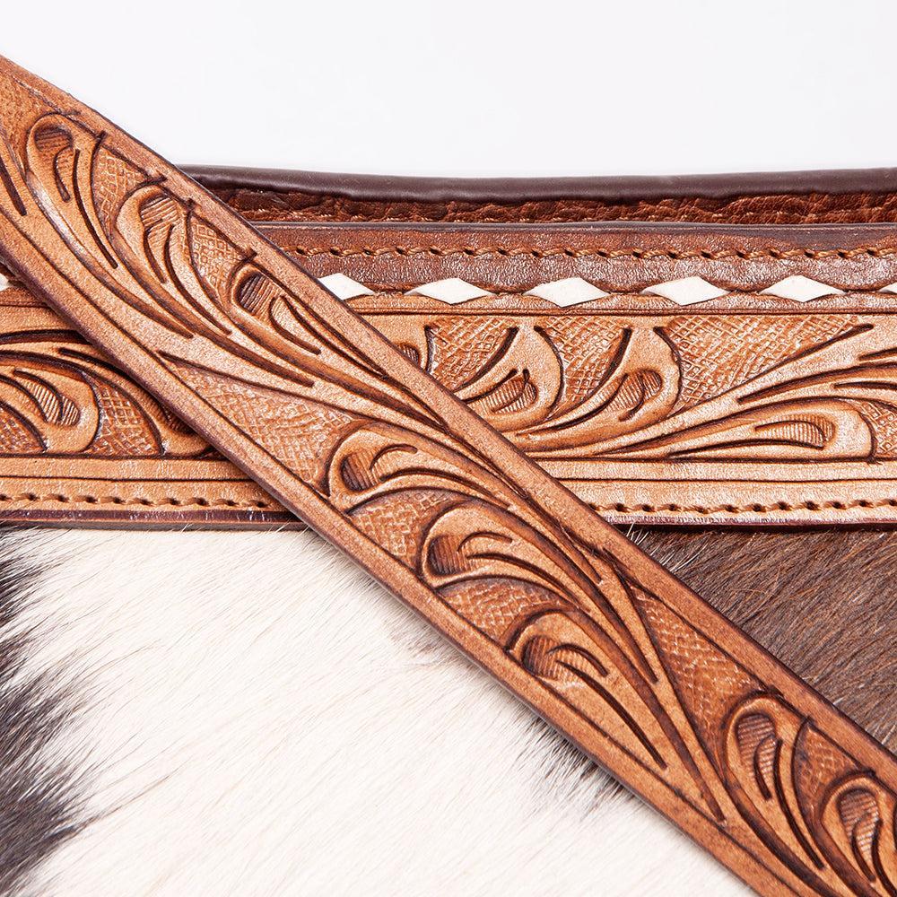 American Darling Hand-Tooled Hair-On Genuine Leather Tote