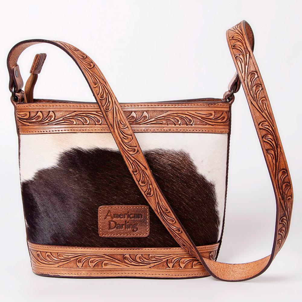 American Darling Hand-Tooled Hair-On Genuine Leather Tote