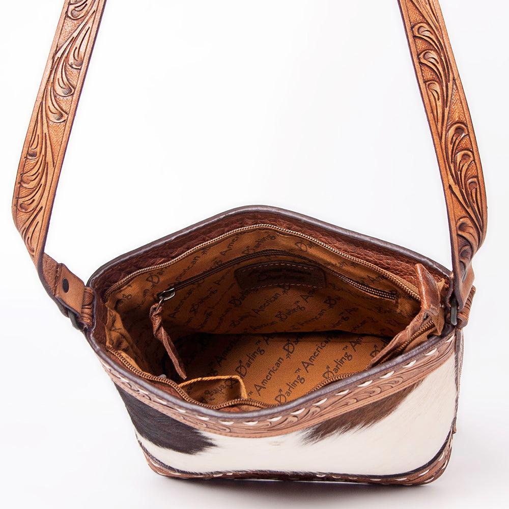 American Darling Hand-Tooled Hair-On Genuine Leather Tote
