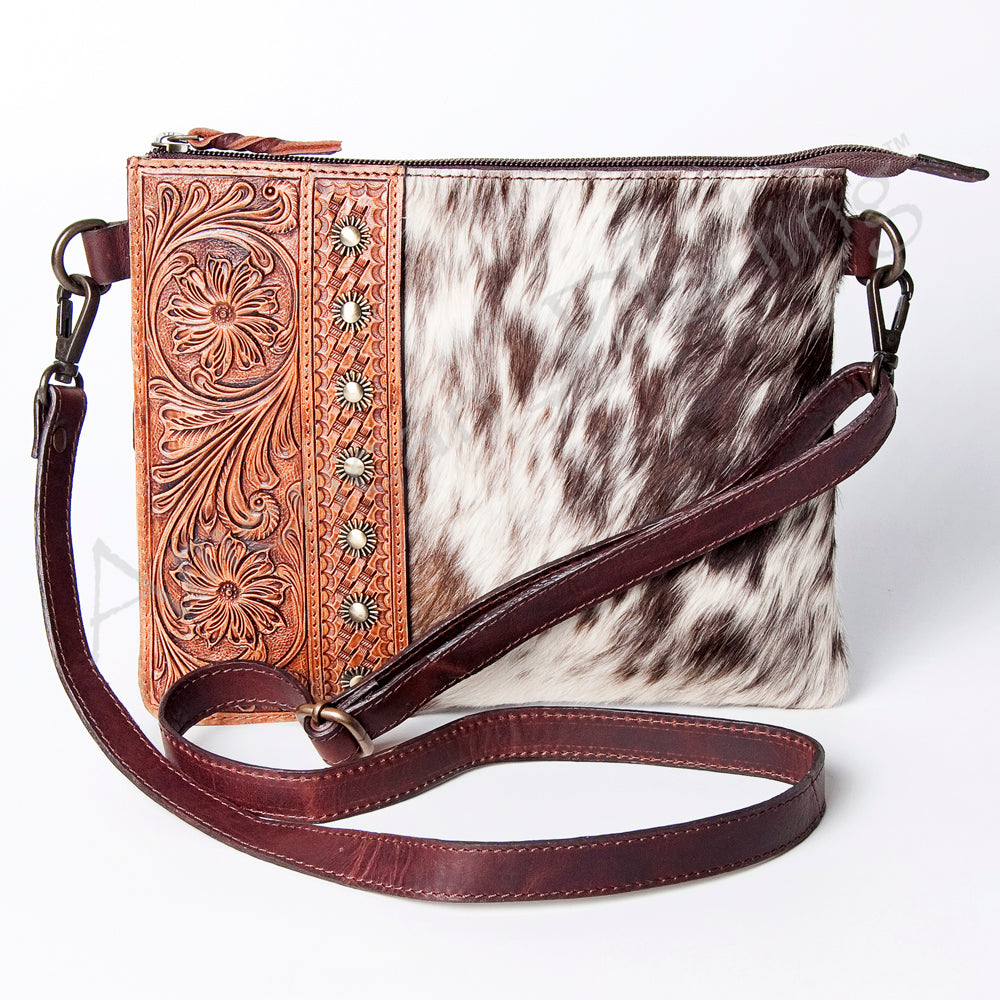 American Darling Hand-Tooled Hair-On Genuine Leather Bag
