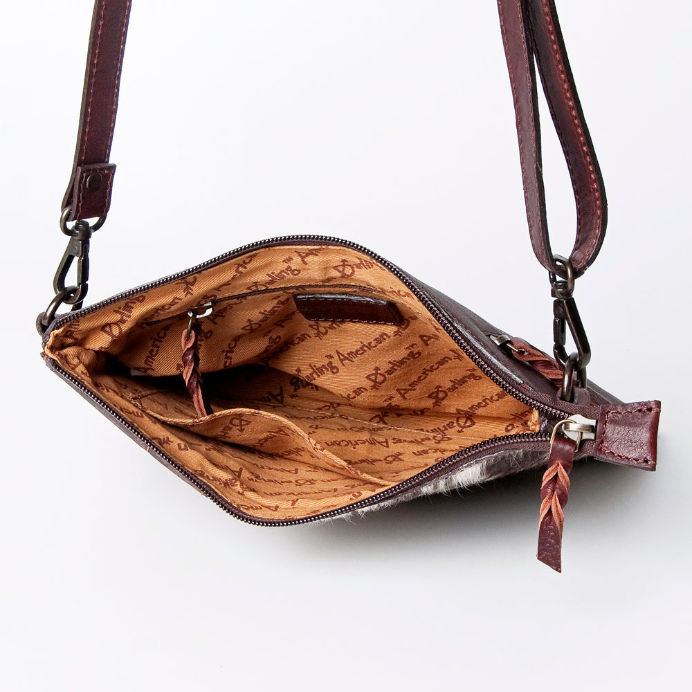 American Darling Hand-Tooled Hair-On Genuine Leather Bag