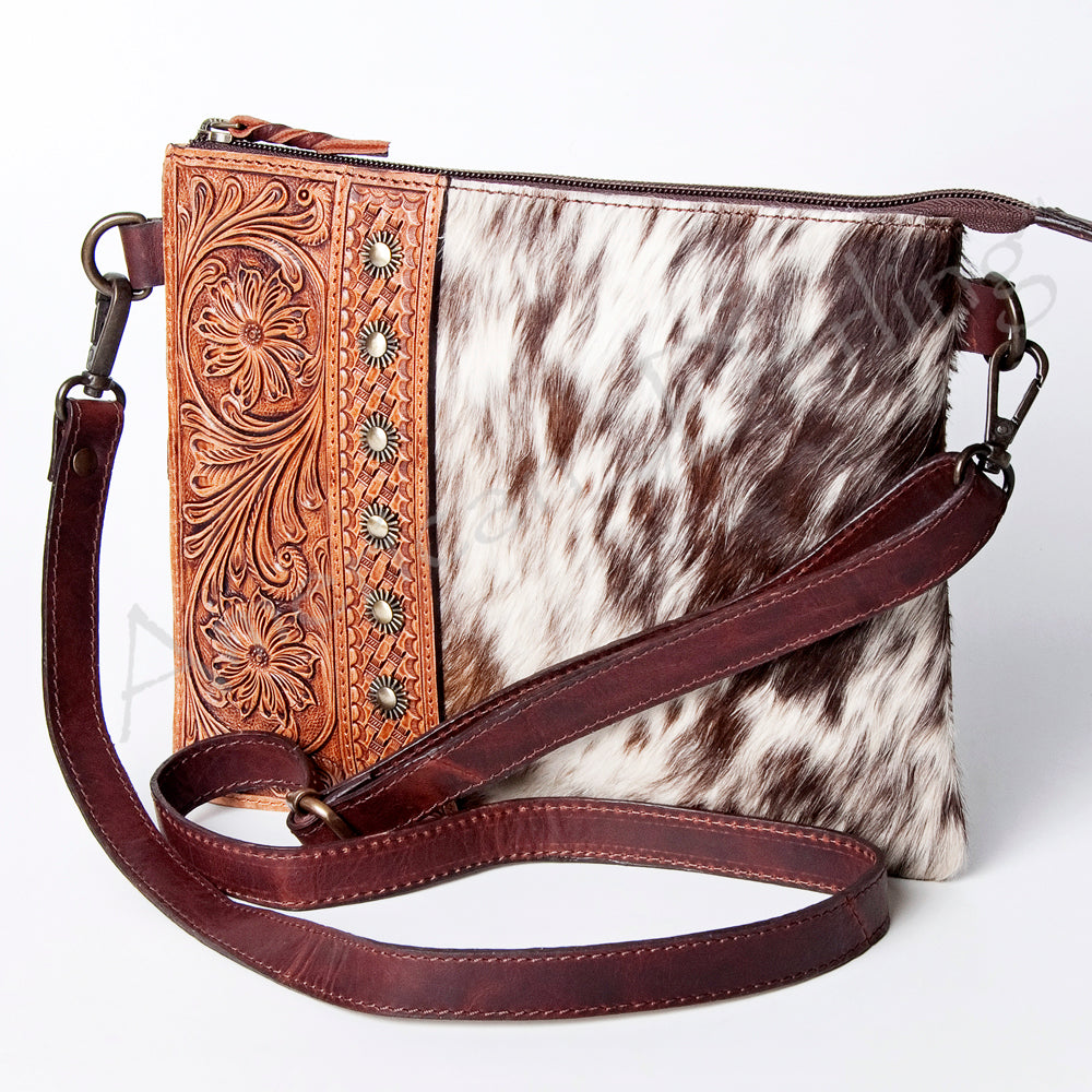 American Darling Hand-Tooled Hair-On Genuine Leather Bag