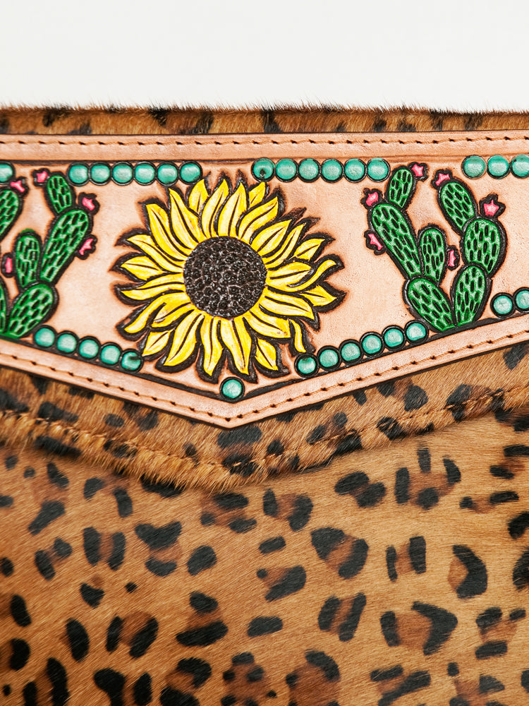 American Darling Hand-Tooled Hair-On Genuine Leather Clutch