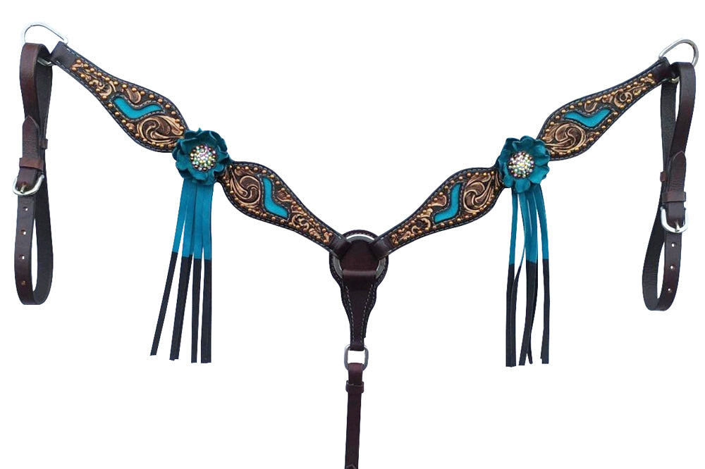 Bar H Equine American Leather Horse Saddle Tack One Ear Headstall  Breast Collar Browband Wither Strap Set