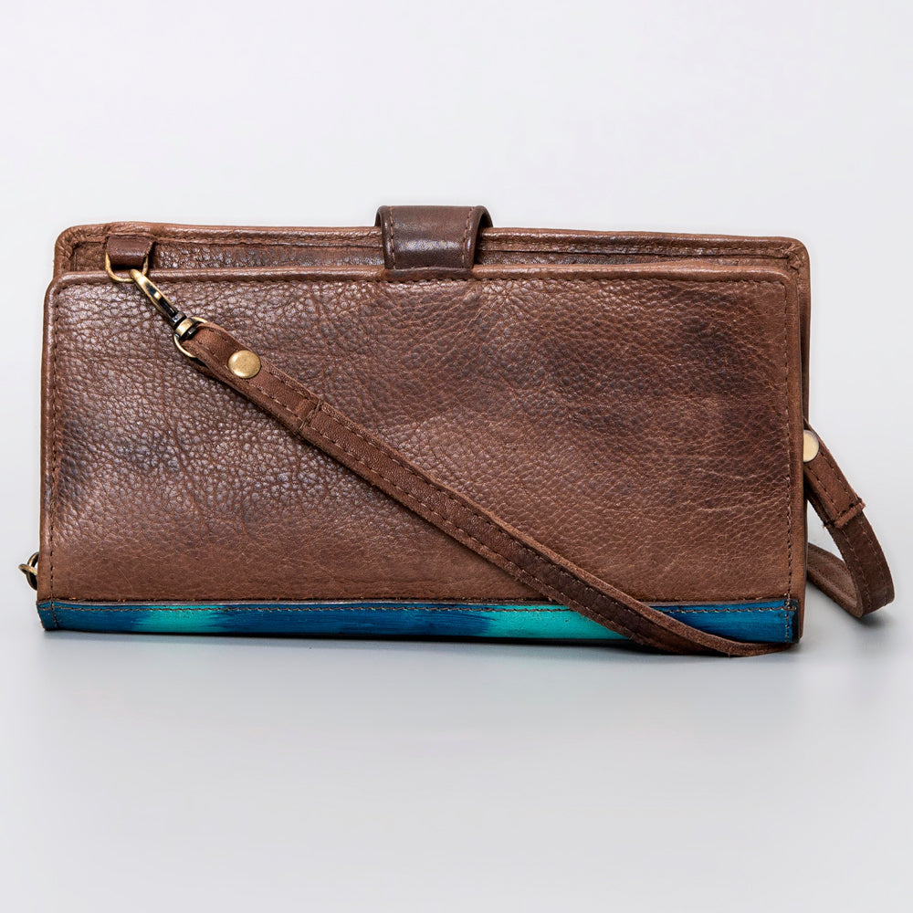 American Darling Wristlet Bag, Hand-Painted Genuine Leather, Western Vegetable Tanned Full Grain Leather Wallet Bag