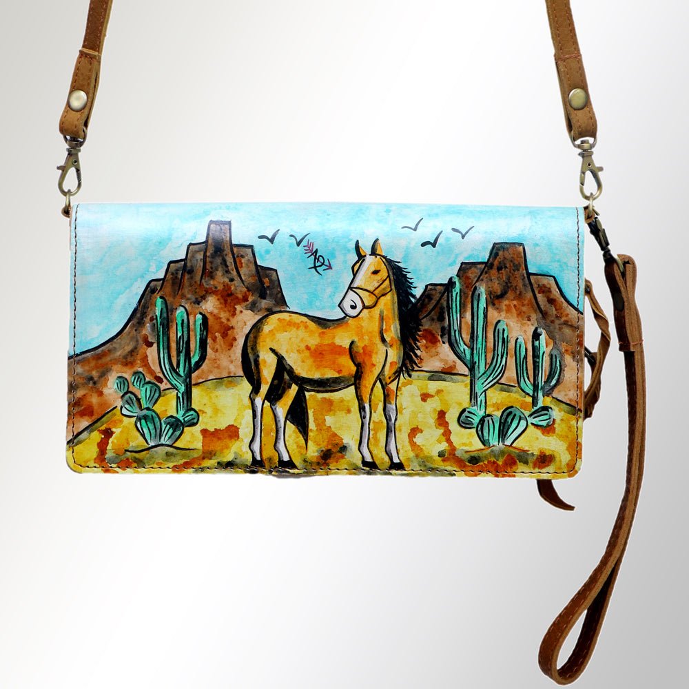 American Darling Organiser Hair-On Hand Tooled Genuine Leather