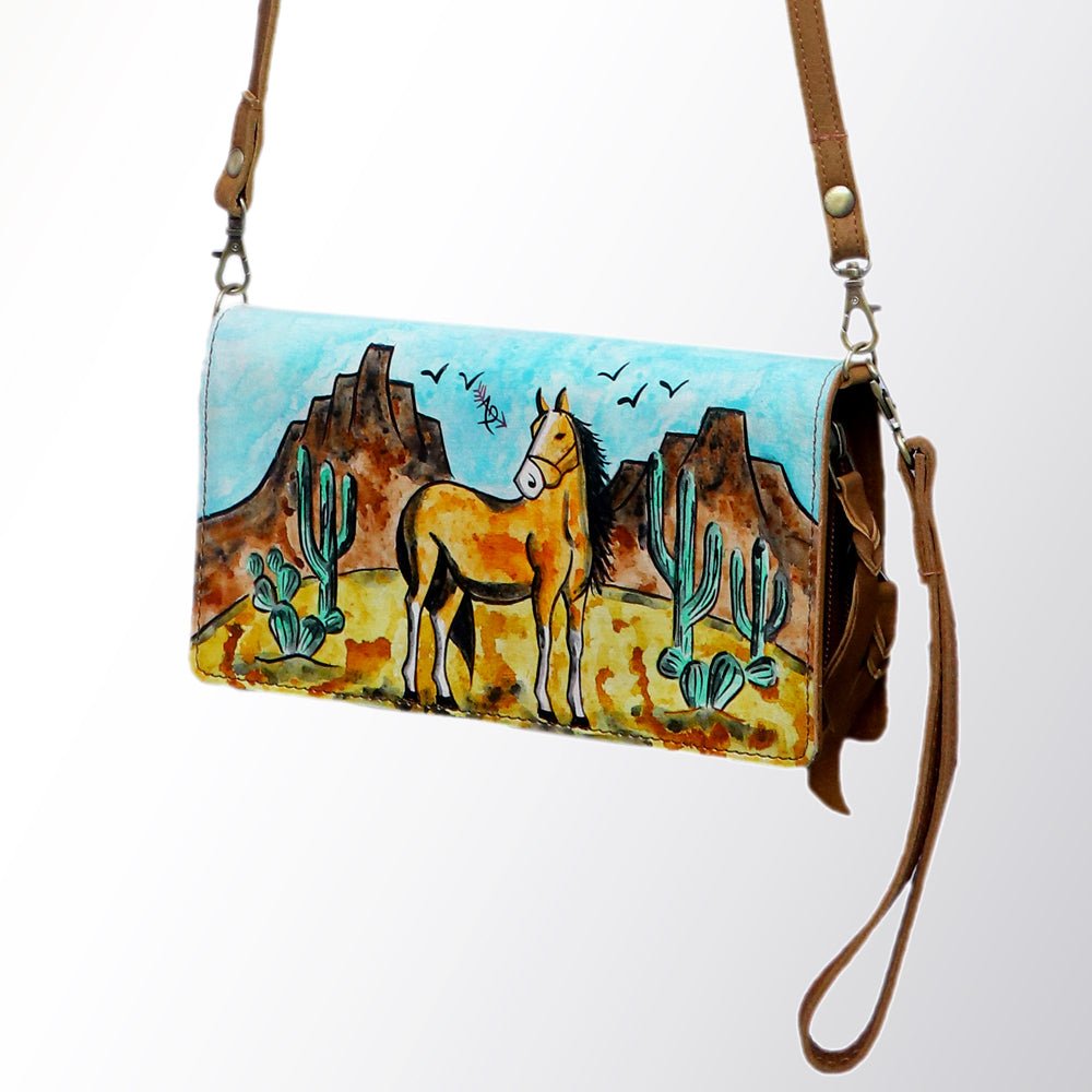 American Darling Organiser Hair-On Hand Tooled Genuine Leather