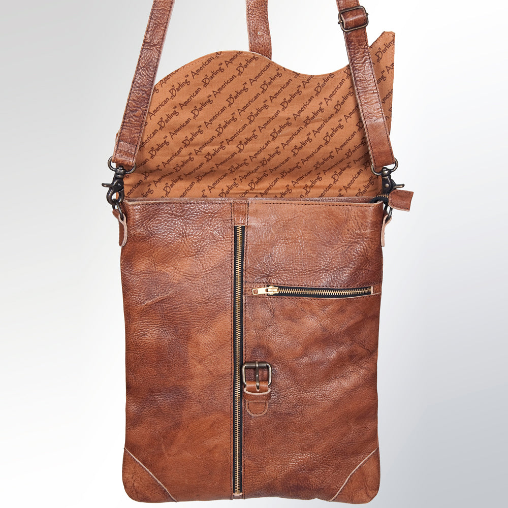 Vintage Genuine Leather Crossbody Bag for Men & Women – Rustic Brown Messenger Shoulder Bag