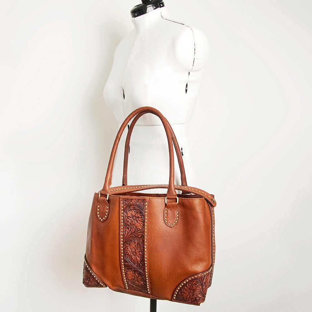 American Darling Tote Hand Tooled Hair-On Genuine Leather
