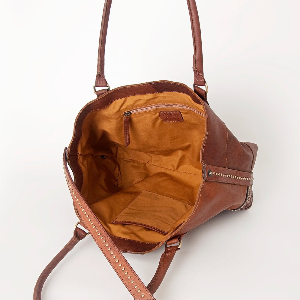 American Darling Tote Hand Tooled Hair-On Genuine Leather