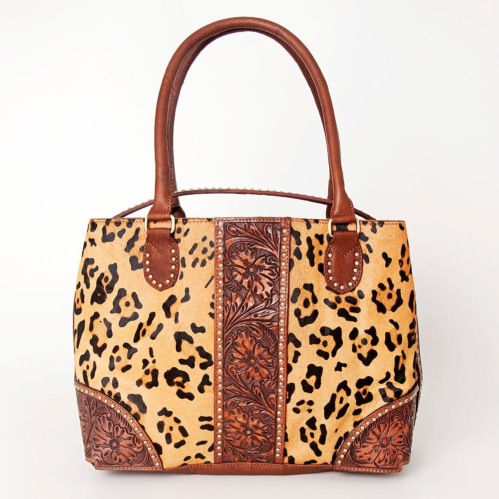 American Darling Tote Hand Tooled Hair-On Genuine Leather