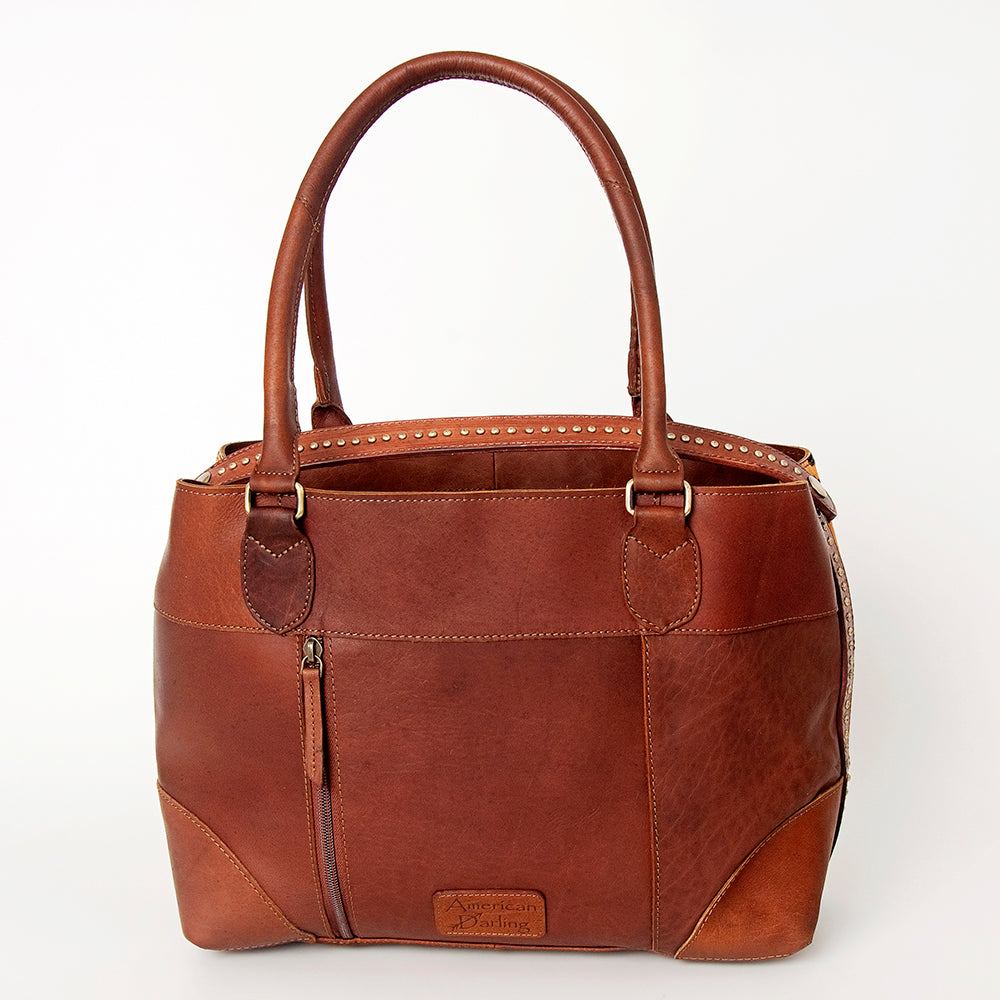 American Darling Tote Hand Tooled Hair on Genuine Leather Western Women Bag Handbag Purse | Travel Bags College Casual