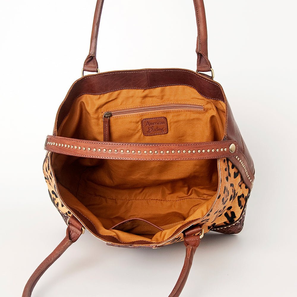 American Darling Tote Hand Tooled Hair-On Genuine Leather