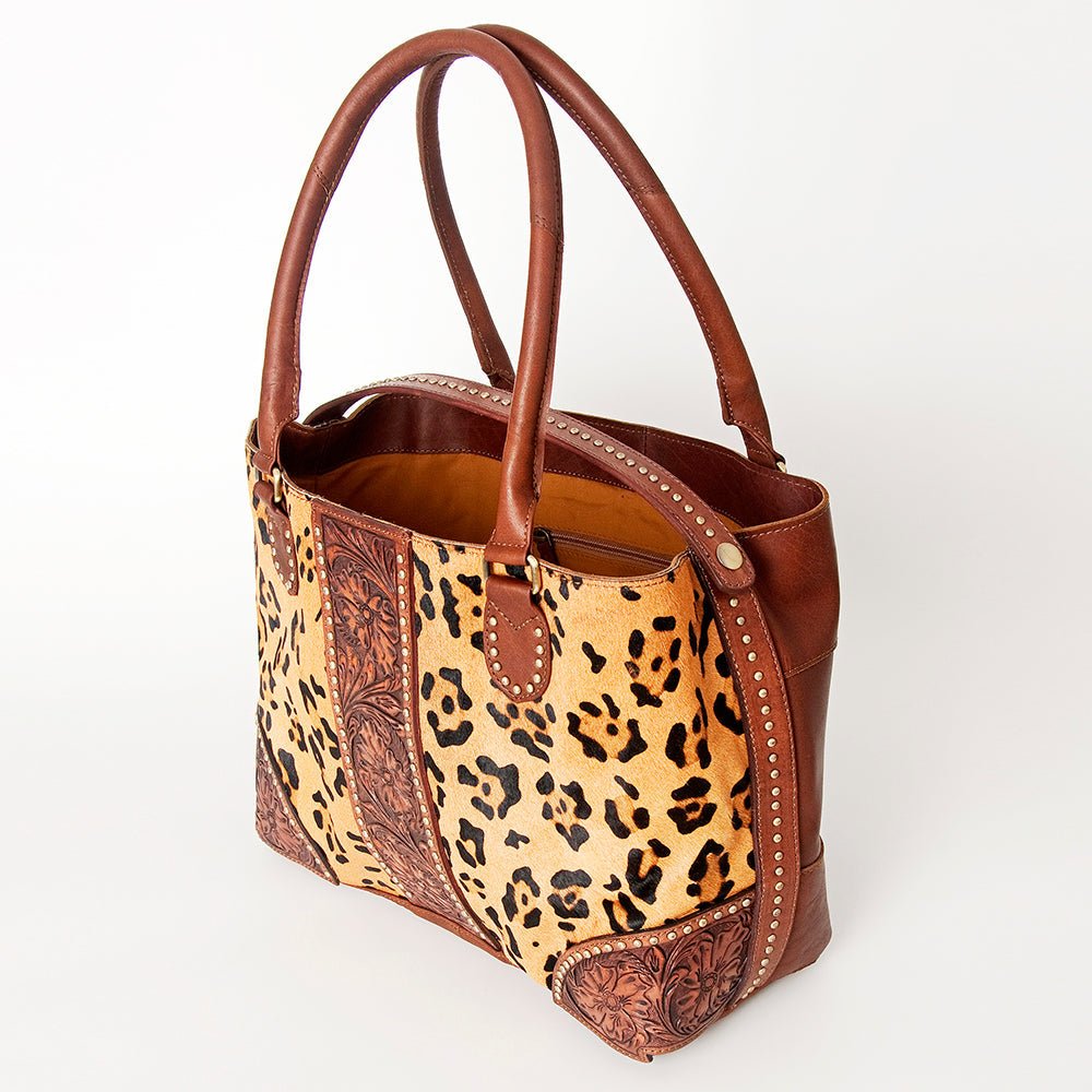 American Darling Tote Hand Tooled Hair-On Genuine Leather
