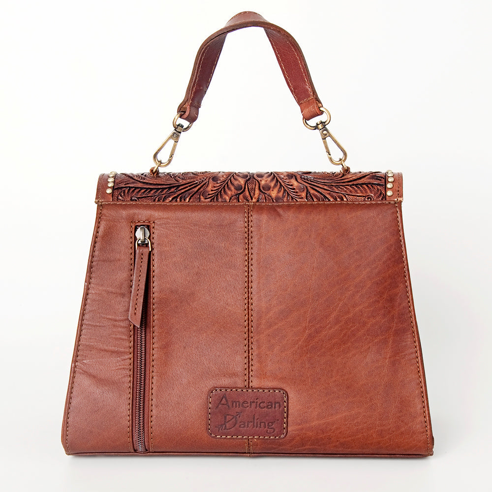 American Darling Leopard Print Leather Western Handbag with Top Handle
