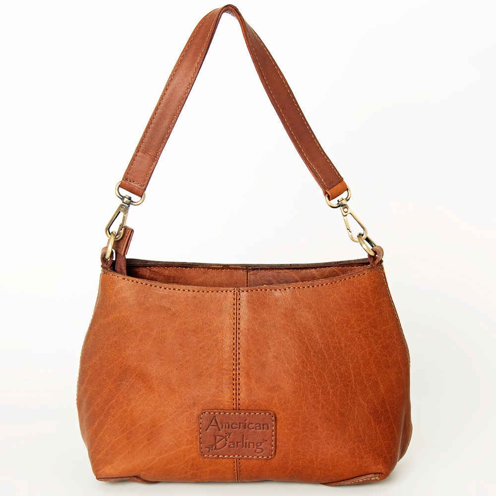 American Darling Hobo Bag, Hand-Tooled Floral Western Leather Purse with Hair-On Cowhide, 8.5in (H) X 12.5in (W)