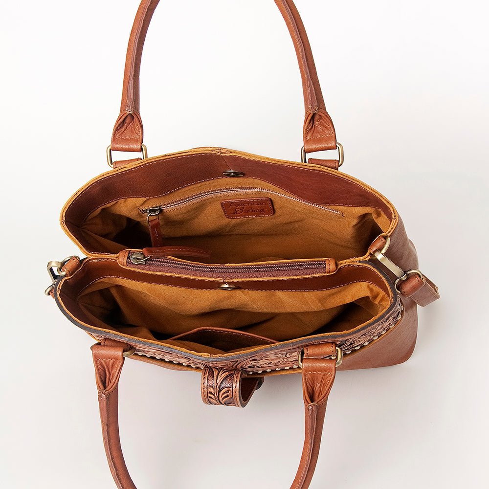 American Darling Tote Hand Tooled Hair-On Genuine Leather