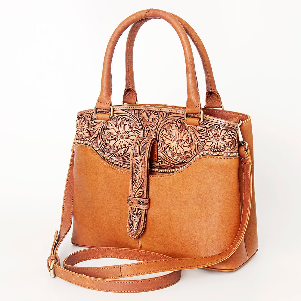 American Darling Tote Hand Tooled Hair-On Genuine Leather