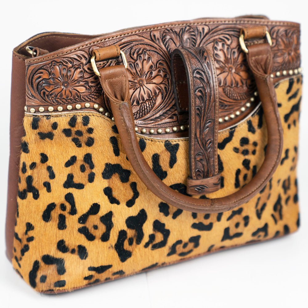 American Darling Tote Hand Tooled Hair-On Genuine Leather