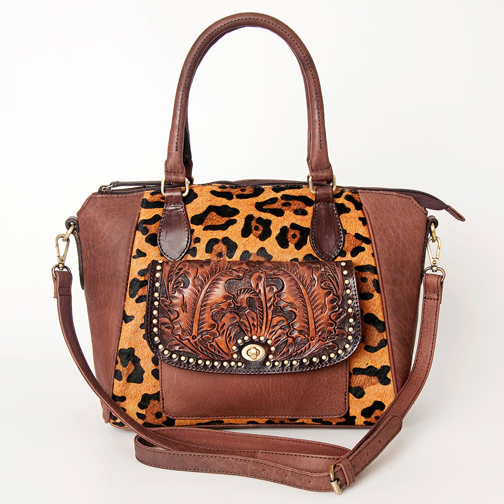 American Darling Hand-Tooled Hair-On Genuine Leather Tote