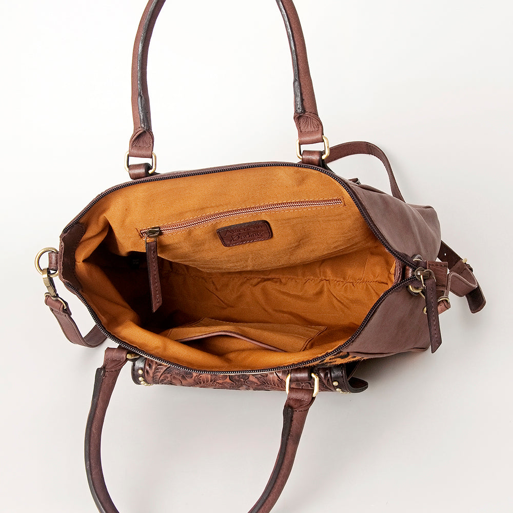 American Darling Hand-Tooled Hair-On Genuine Leather Tote