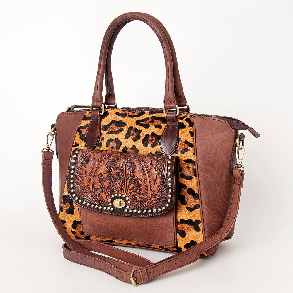 American Darling Hand-Tooled Hair-On Genuine Leather Tote