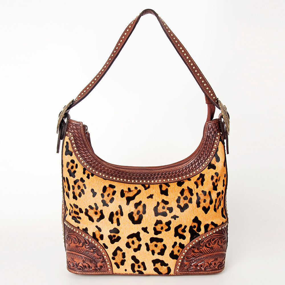 American Darling Hand-Tooled Hair-On Genuine Leather Hobo Bag