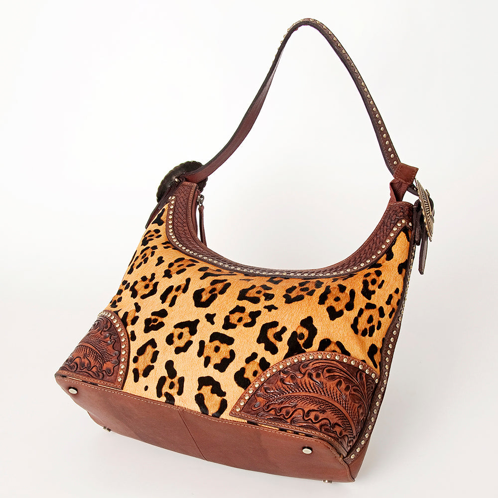 American Darling Hand-Tooled Hair-On Genuine Leather Hobo Bag