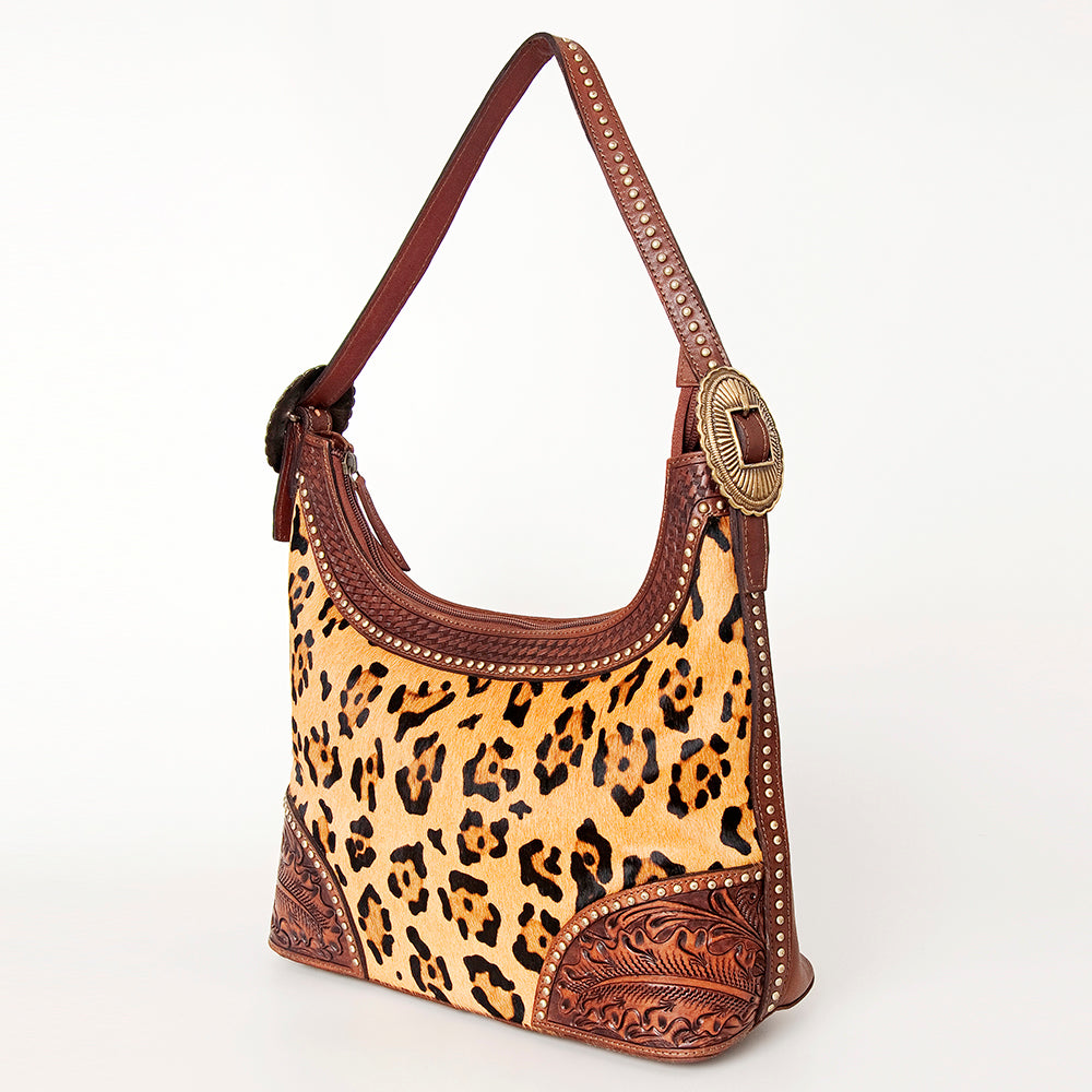 American Darling Hand-Tooled Hair-On Genuine Leather Hobo Bag