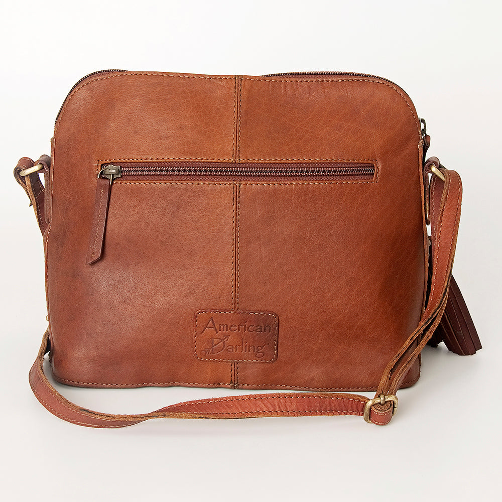 American Darling Crossbody Hand Tooled Hair-On Genuine Leather