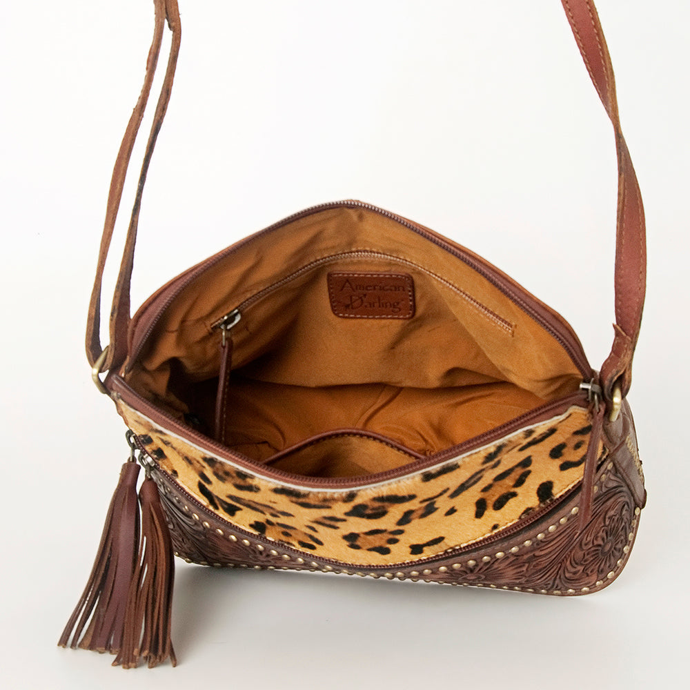 American Darling Crossbody Hand Tooled Hair-On Genuine Leather