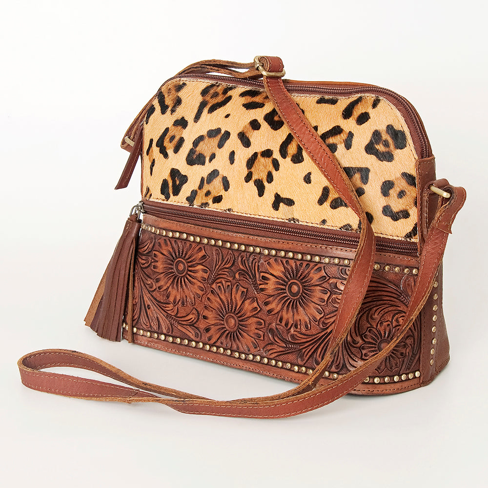American Darling Crossbody Hand Tooled Hair-On Genuine Leather