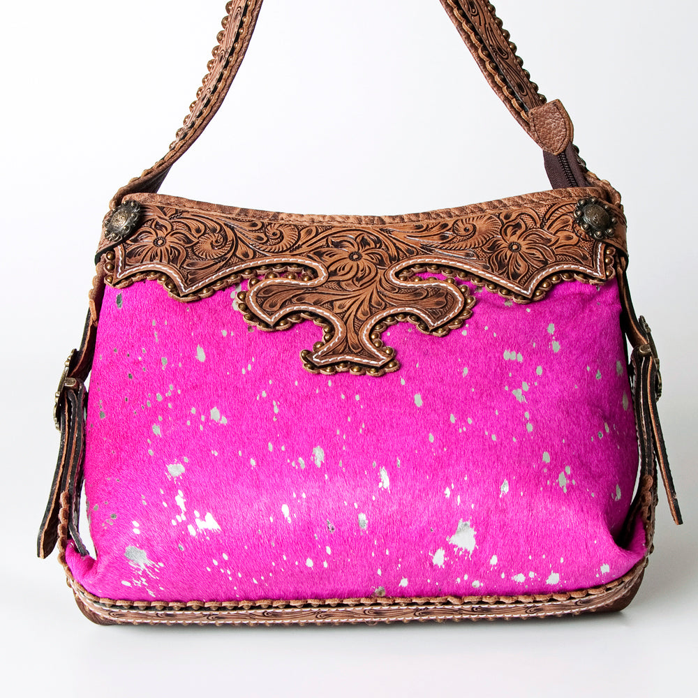American Darling Hobo Bag Western Hand Tooled Floral Genuine Leather Purse with Rivetted Detail and YKK Zipper for Women