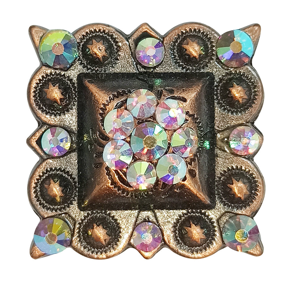 HILASON Pc Western Screw Back Square Berry Concho Copper Cowgirl Black Color | Bridle Conchos Slotted