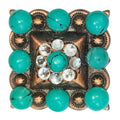 HILASON PC Western Screw Back Square Berry Concho Copper Cowgir Green White and Blaack Crystals Color | Slotted Conchos