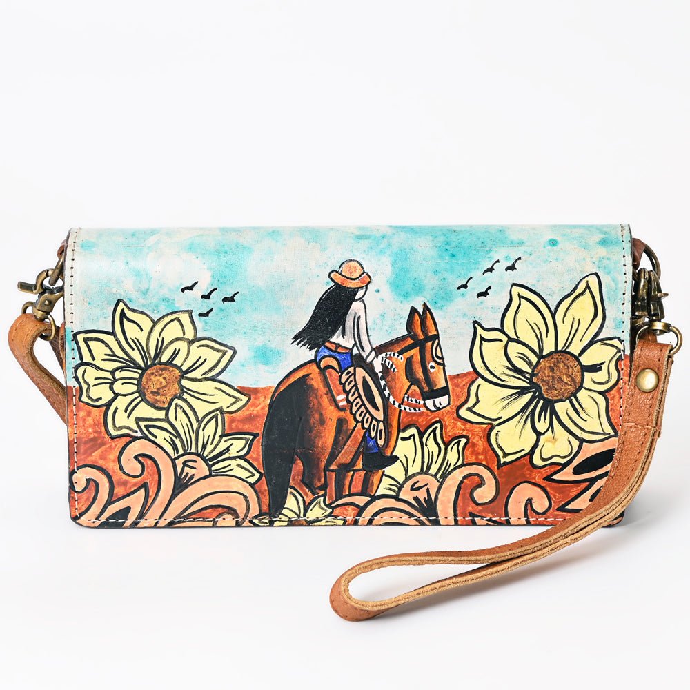 American Darling Organiser Hair-On Hand Tooled Genuine Leather